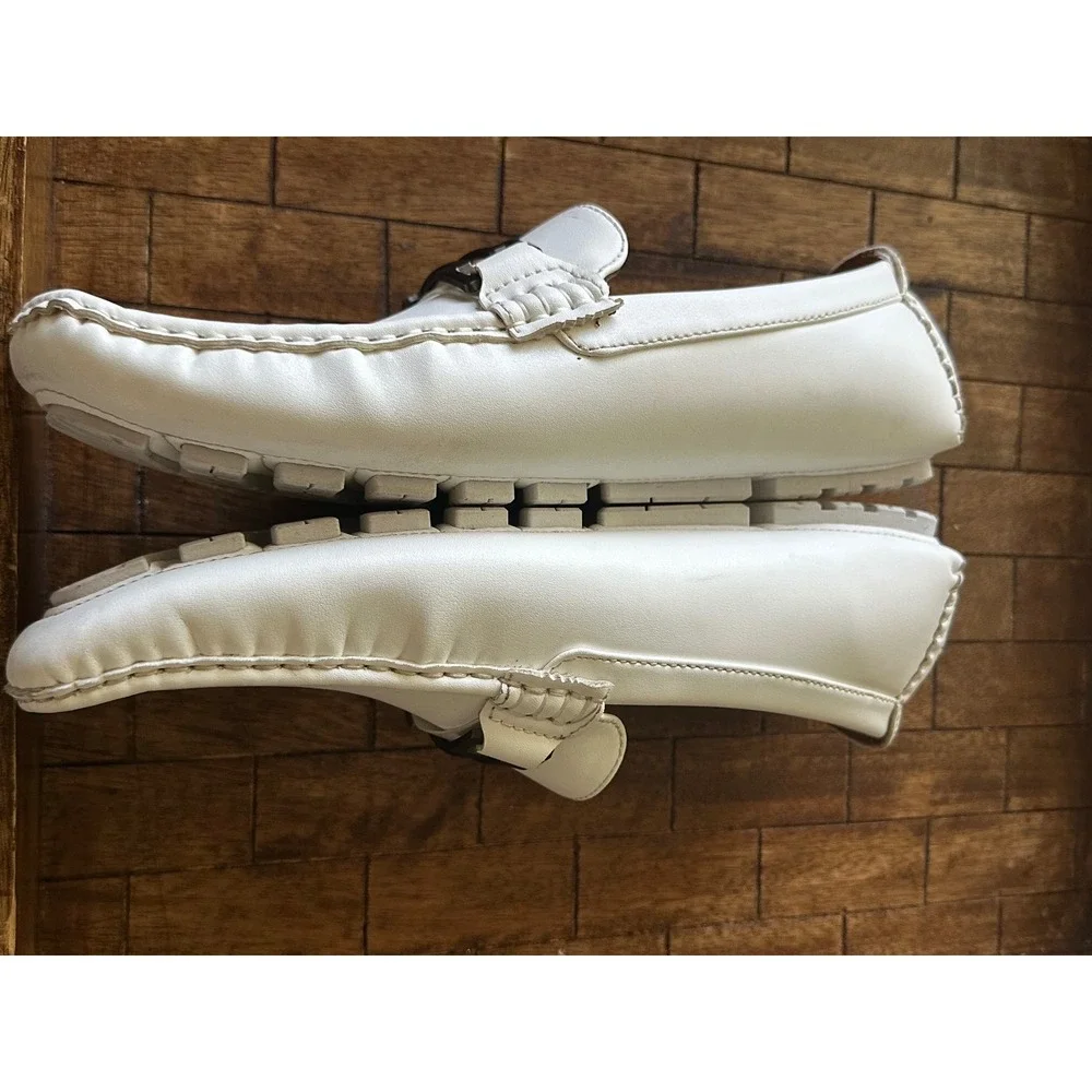 Bruno Marc Mens White Driving Loafers horse bit Slip On Moc Toe Shoes VGUC‎